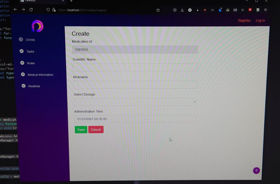 Figure C - Create Medication Screen